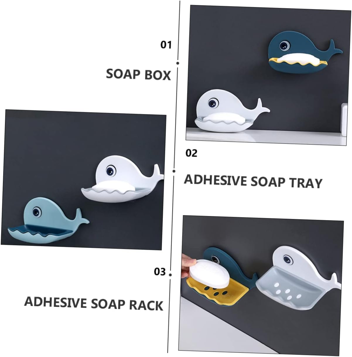 SWOOMEY Whale Shaped Soap Holder Wall Mounted Adhesive