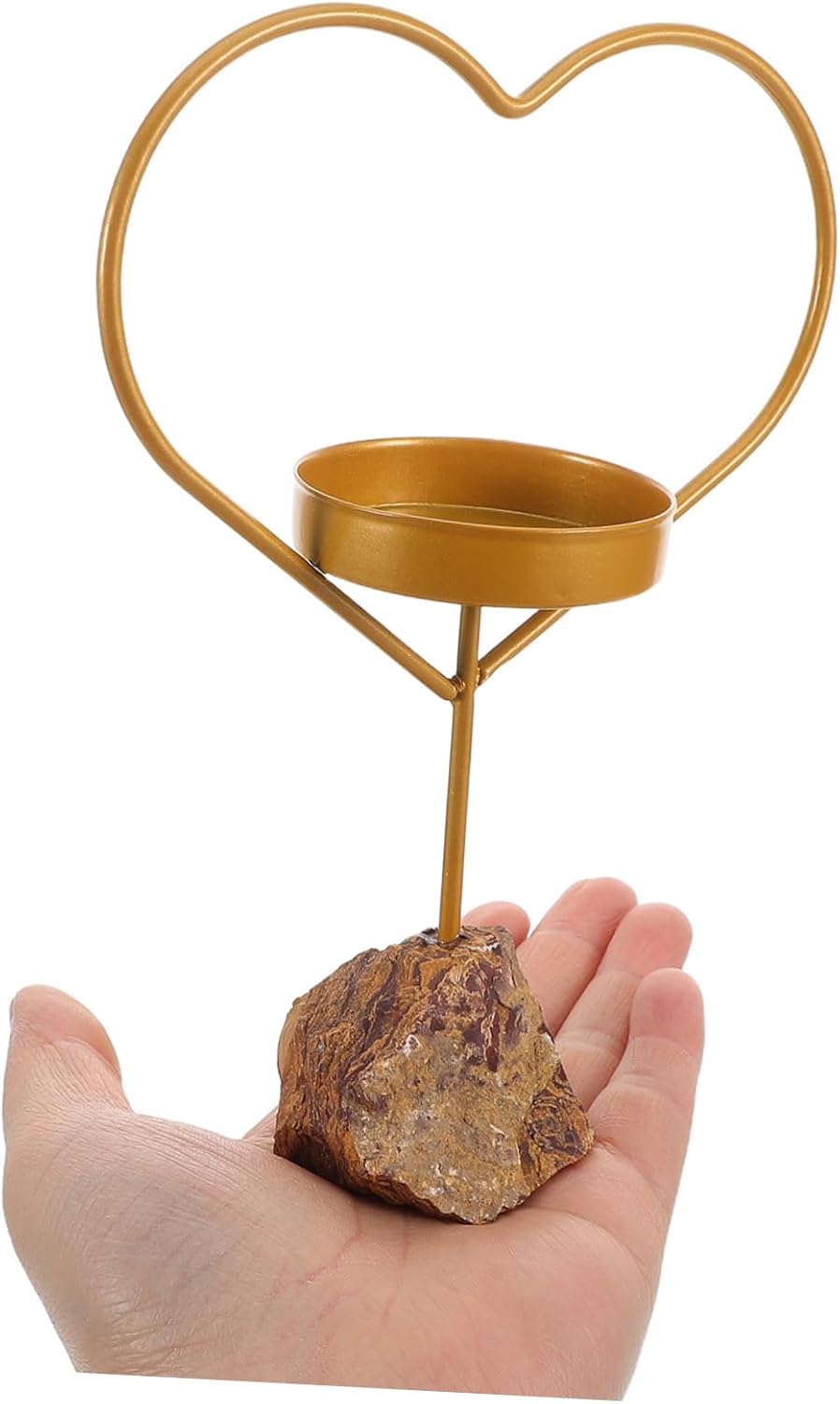 Ciieeo Heart Shaped Crystal Candle Holder with Iron Base 1