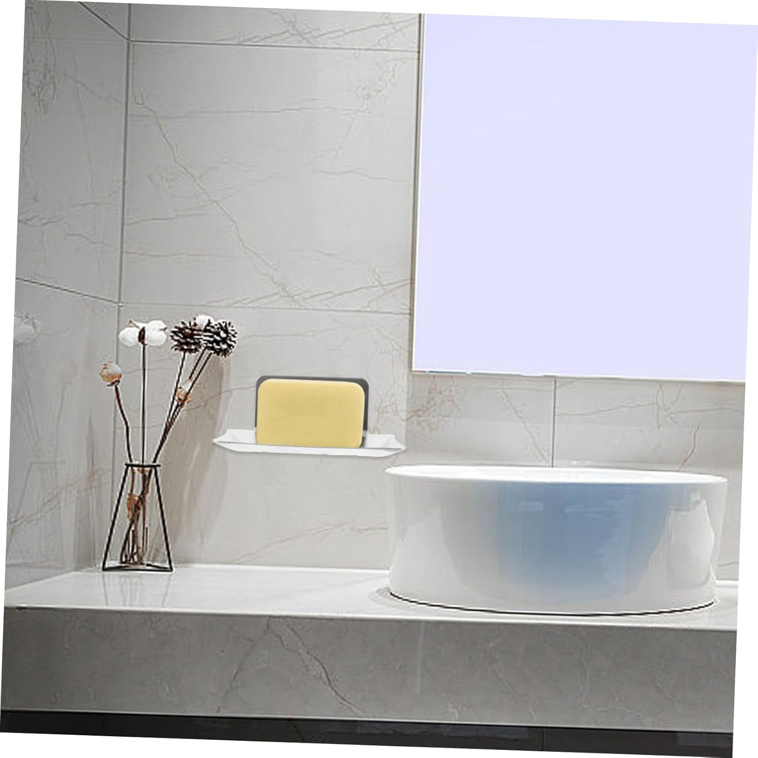 COOLHIYA Wall Mount Soap Dish No Drilling Needed Groove Design