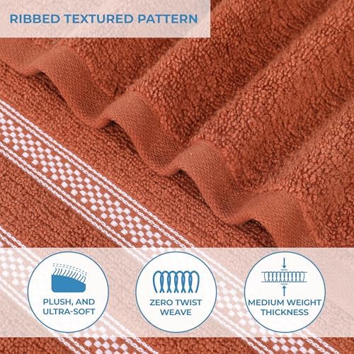 Superior Cotton 8-Piece Towel Set Zero Twist Rust