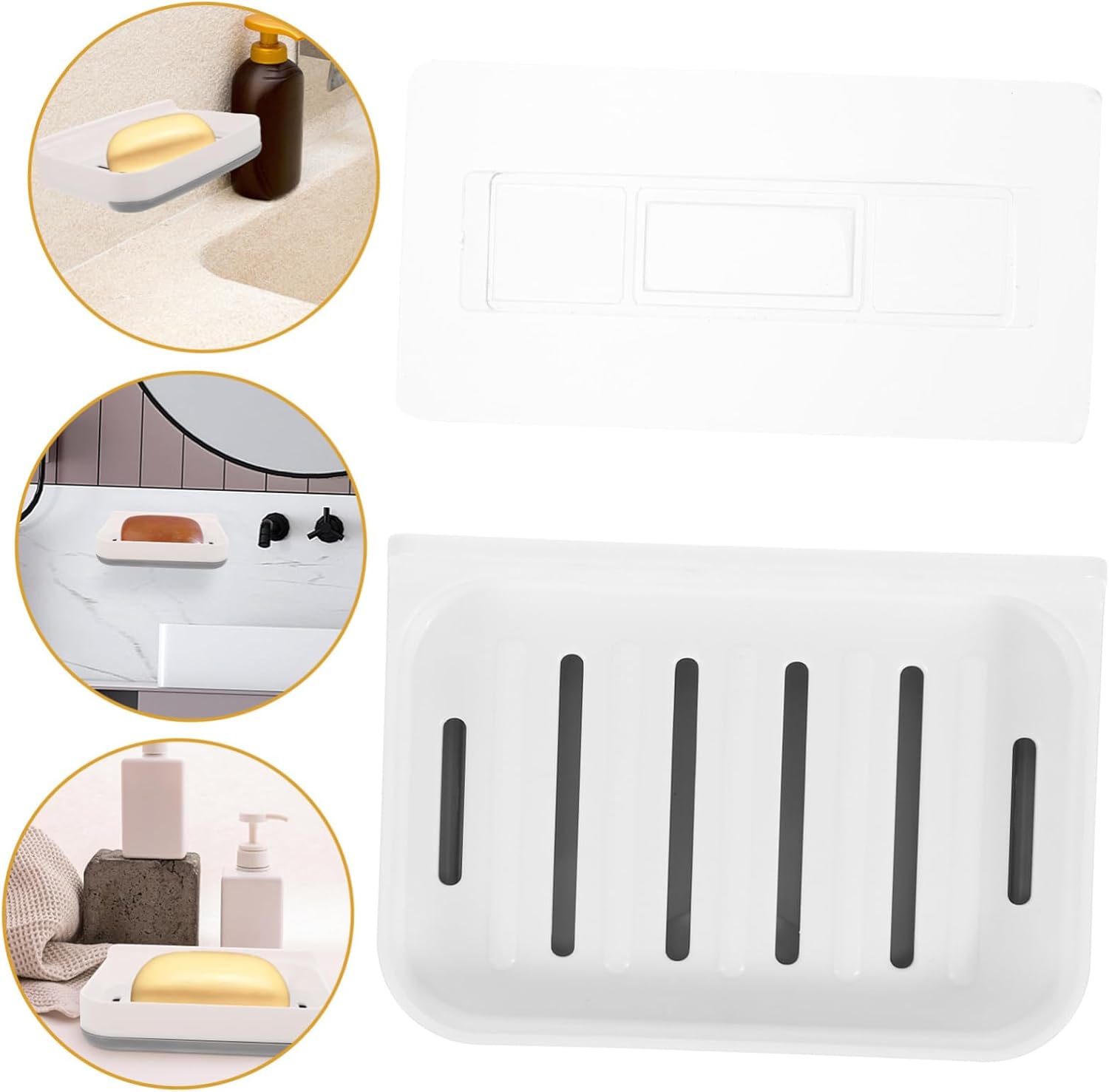 LIFKICH 1Set Absorbent Soap Dish Wall-Mounted Holder