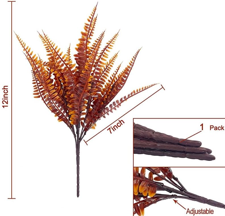 8 Bundles Artificial Fall Boston Fern Plants Outdoor Bushes