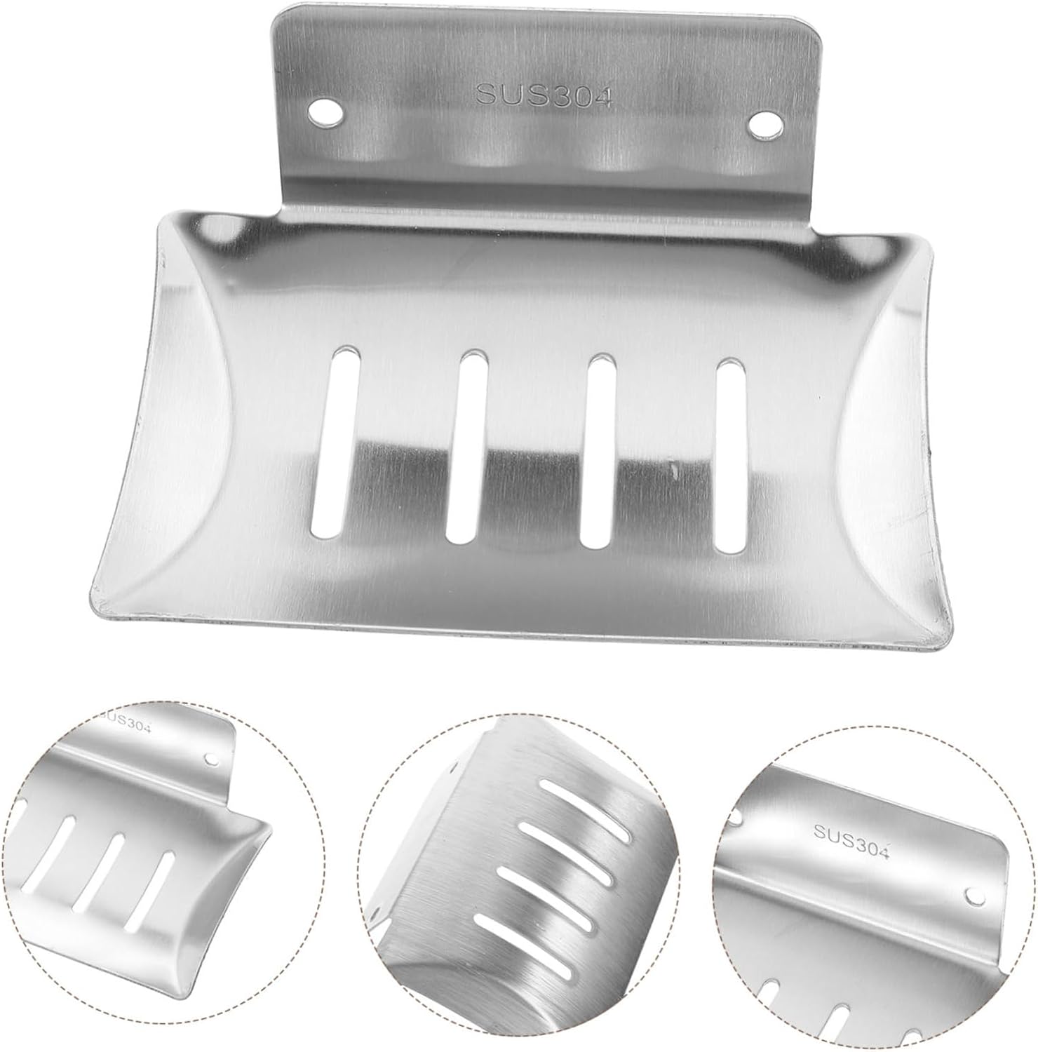 Amosfun Bar Soap Dish Holder Wall-Mounted Drainage Soap Rack Easy Install