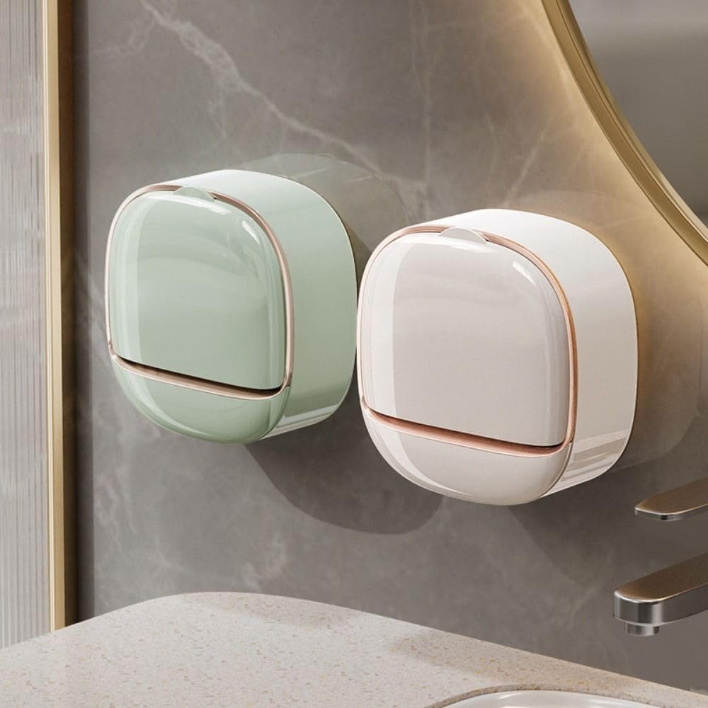 Wall-Mounted Soap Holder with Drain Tray - White 1