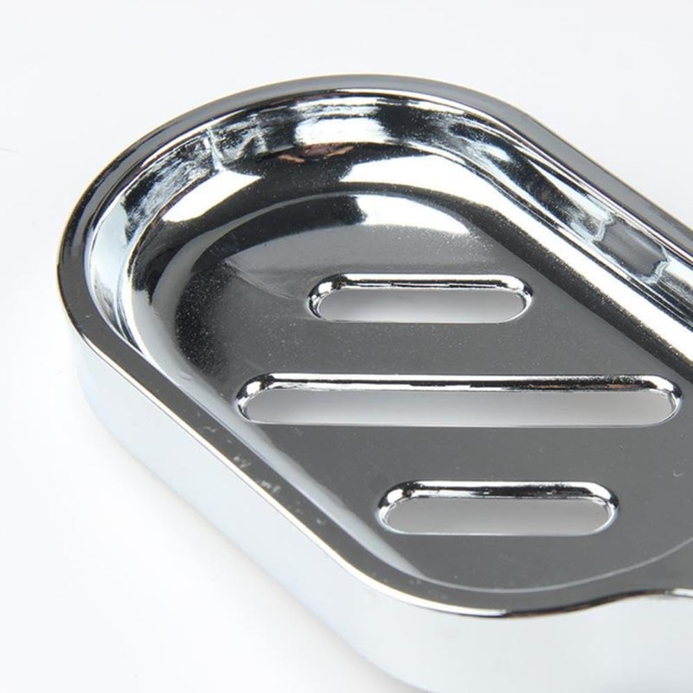 Pokinge 2pcs Adjustable Soap Holder with Chrome Plated ABS Tray