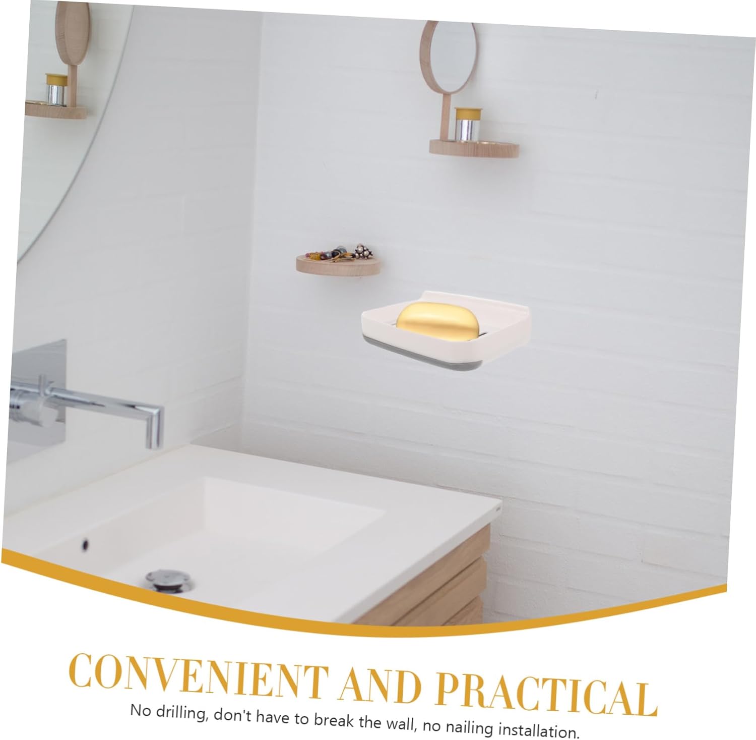 UTHCLO 1Set Absorbent Soap Dish Wall-Mounted Bathroom Organizer