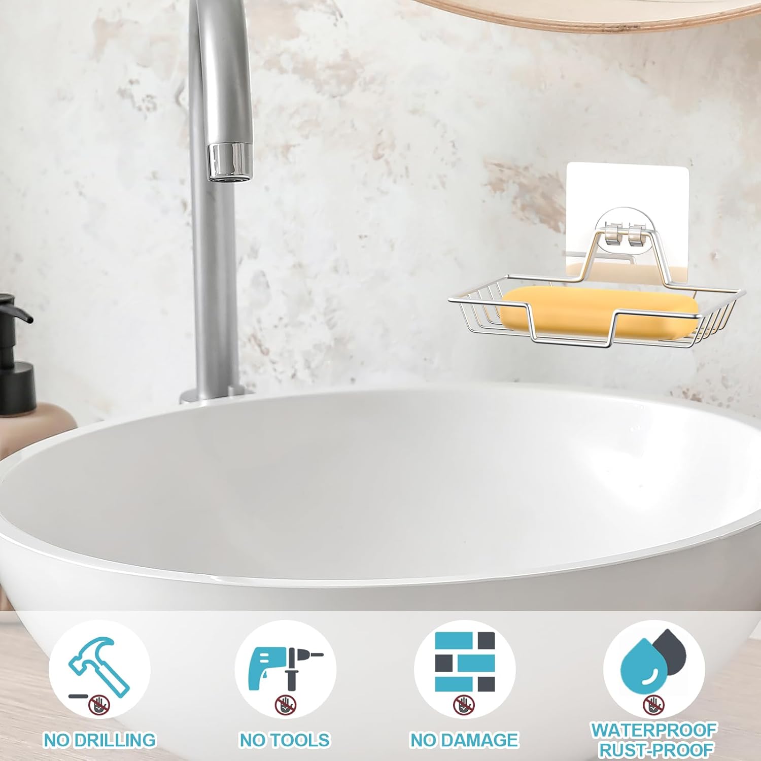 LBshmao-D Silver 304 Stainless Steel Soap Dish Holder