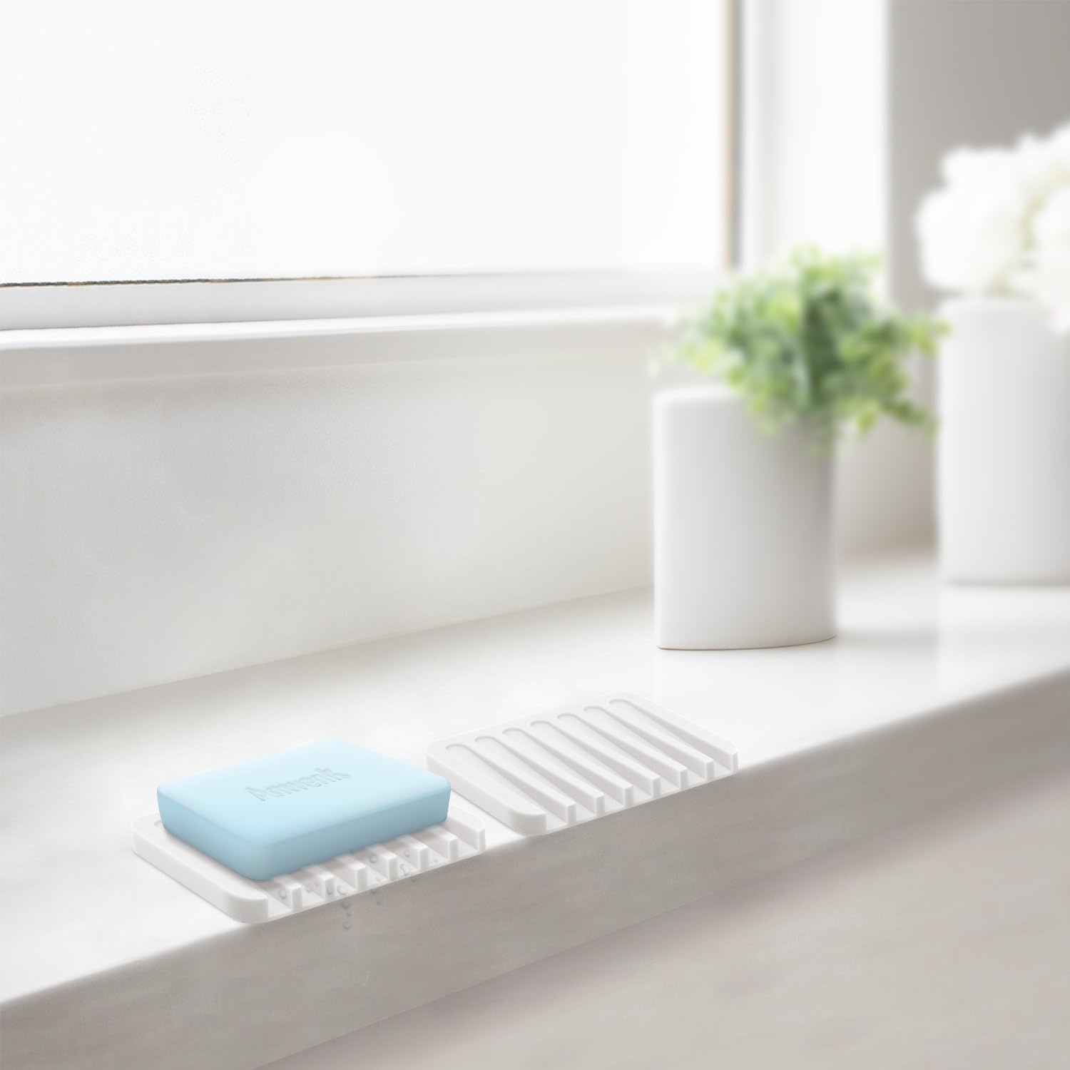 Anwenk Silicone Shower Soap Dish - Flexible Waterfall Drainage 1 Pack