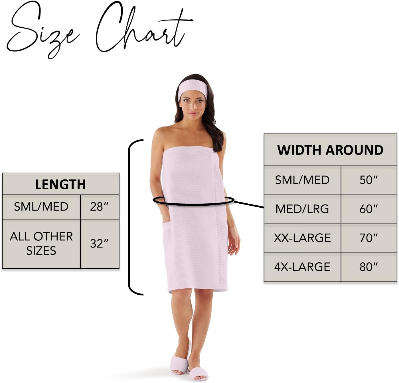 Boca Terry Waffle Bath Wrap for Women - Lightweight Adjustable