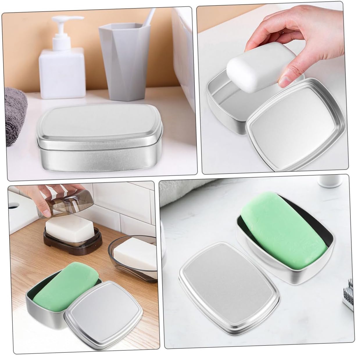 HOMSFOU 4Pcs Durable Aluminum Soap Holders