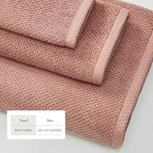 Great Bay Home Pink Bath Towels 4 Pack - 54x27 1