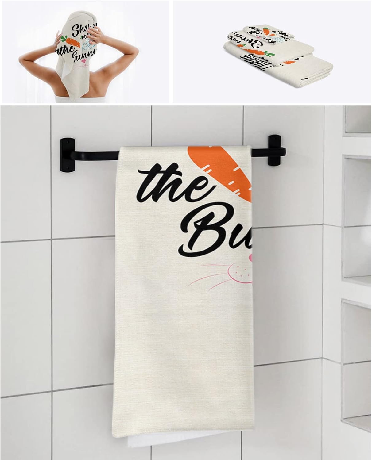 Chees D Zone Spring Easter Bunny Carrot Bath Towel Set