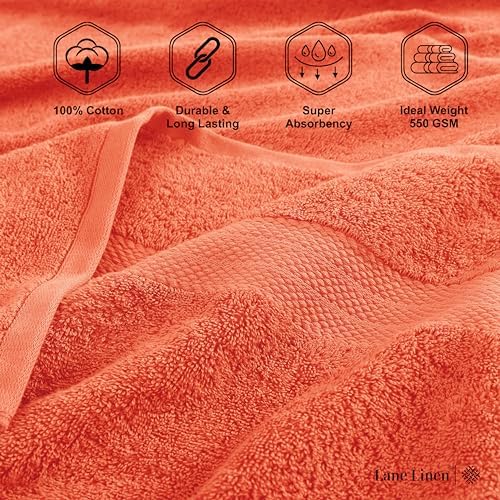 LANE LINEN 100 Cotton Bath Towel Set 4 Pieces