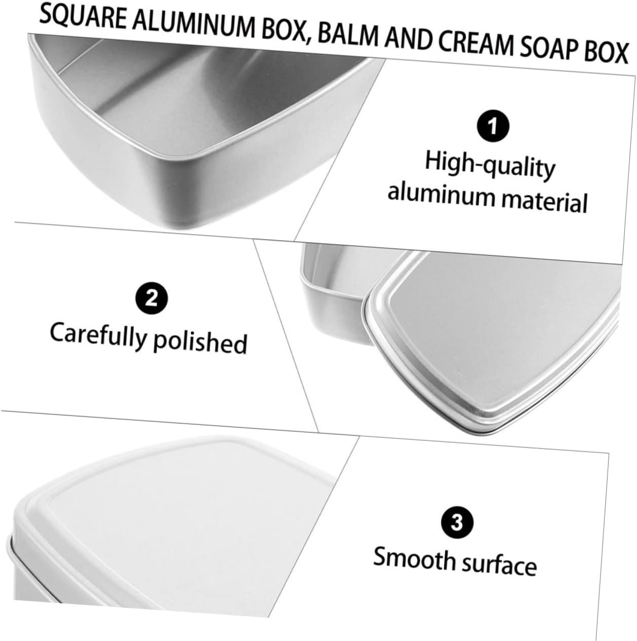 ERINGOGO 4pcs Aluminum Soap Boxes with Removable Lid 1