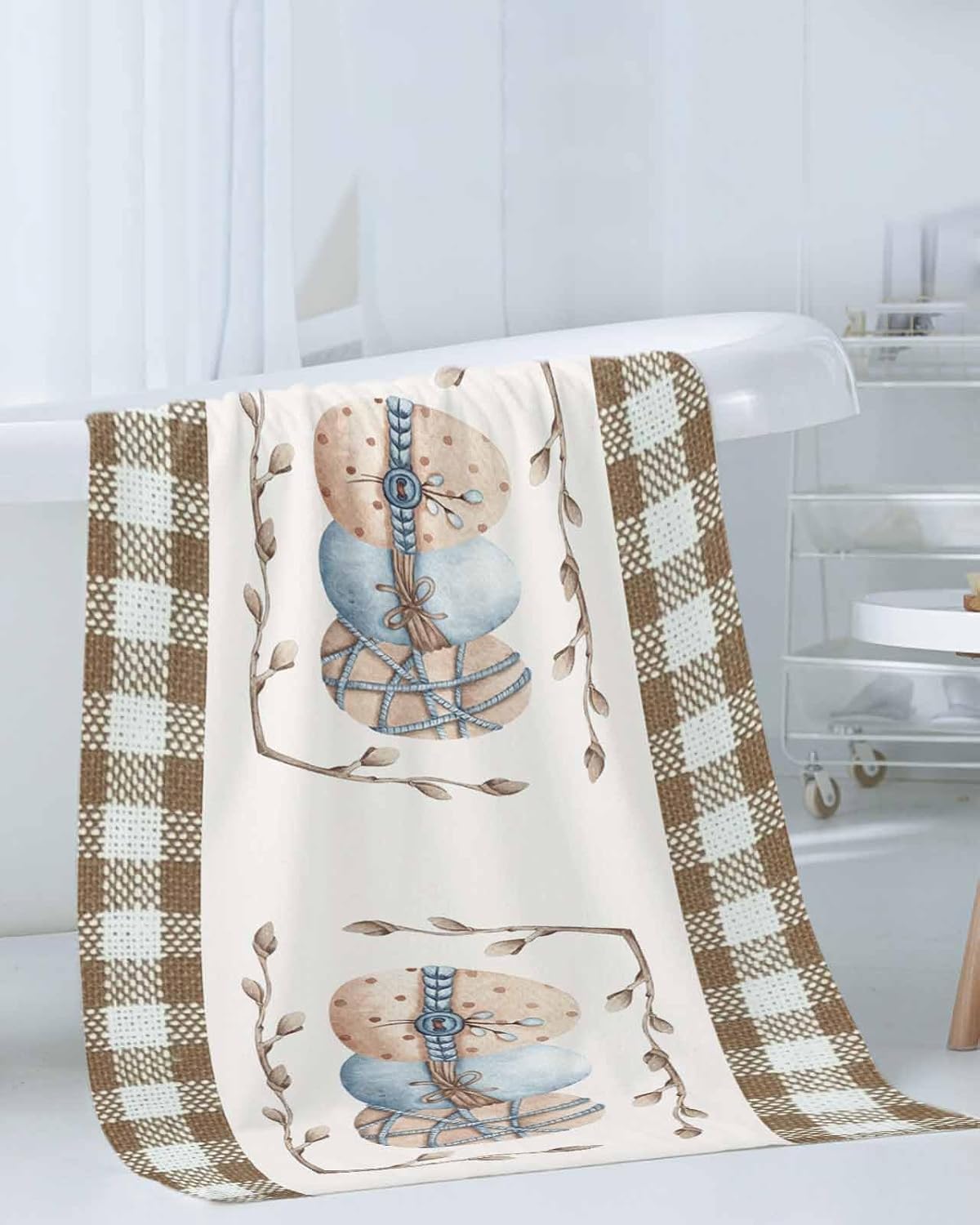 Chees D Zone Retro Easter Egg Leaves Cotton Bath Towel Set