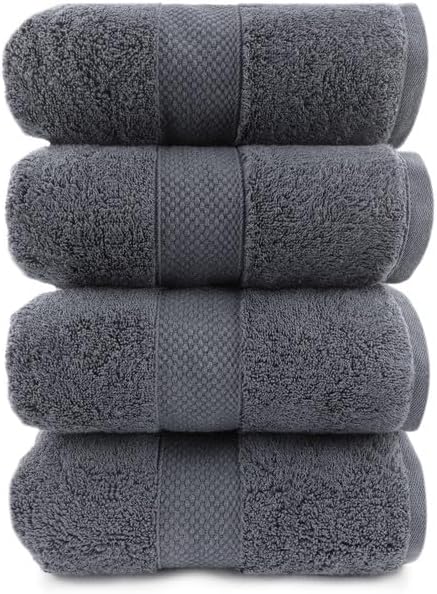 Maisonette Loft 100 Egyptian Cotton Turkish Bath Towels Set 4 Pack Grey