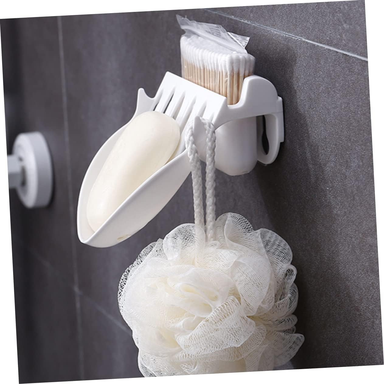 FELTECHELECTR Wall-Mounted Soap Dish Holder White for Tiles Walls Glass