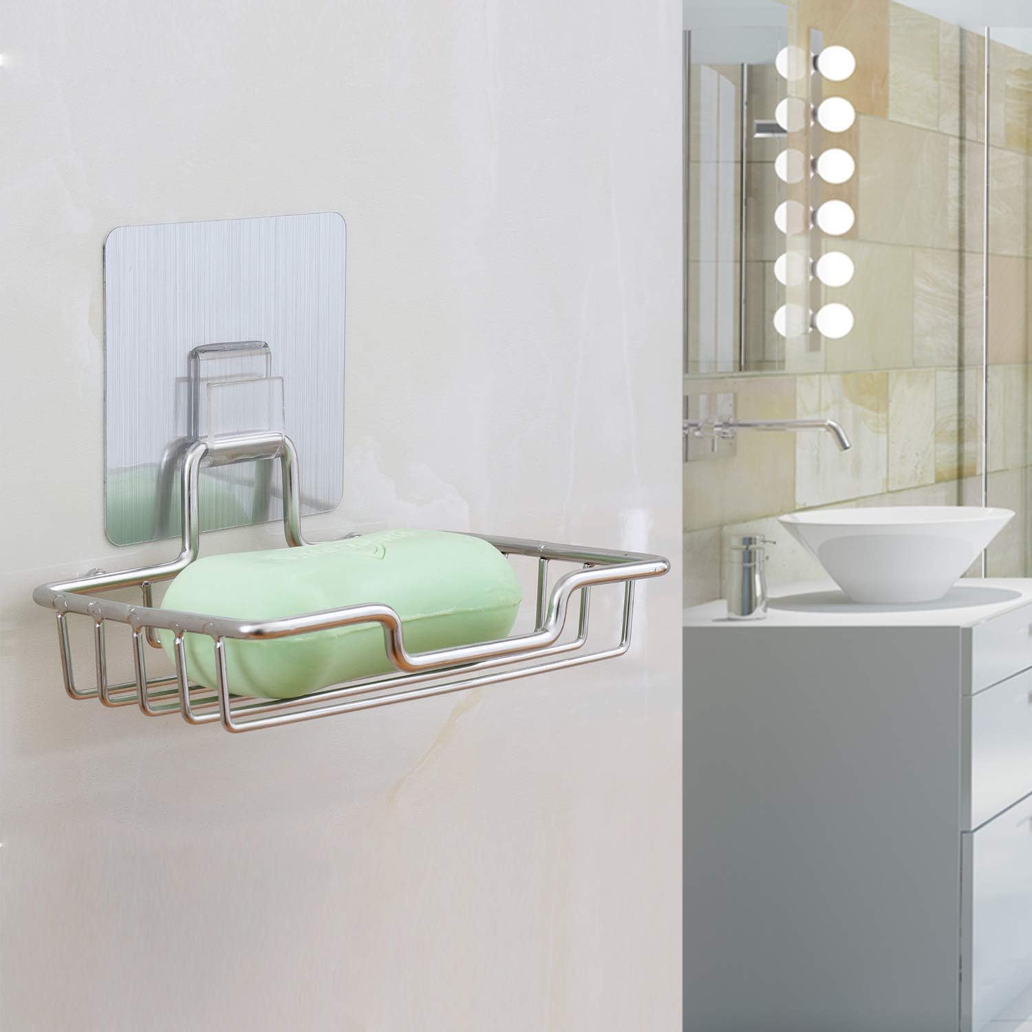 Admeya Adhesive Soap Dish with Powerful Wall Mount