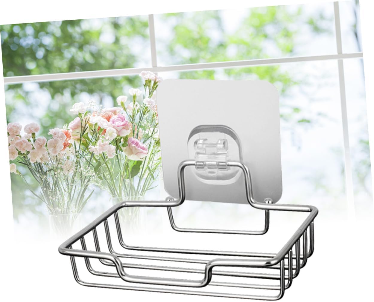 Wall Mounted Stainless Steel Soap Holder Self Adhesive for Bathroom and Kitchen