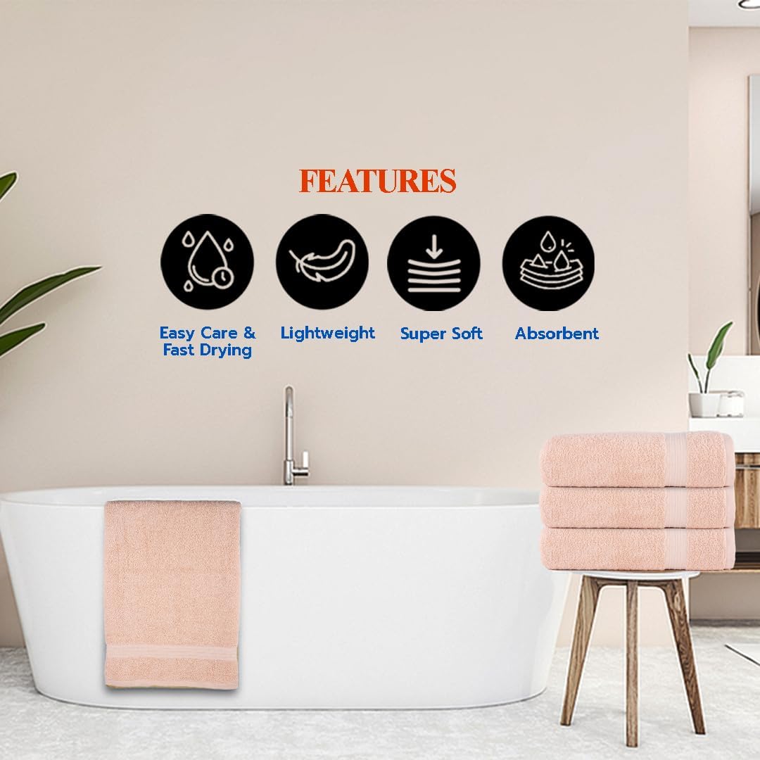 Textila Bath Towels - 30x60 Inch Pack of 4 Light Peach