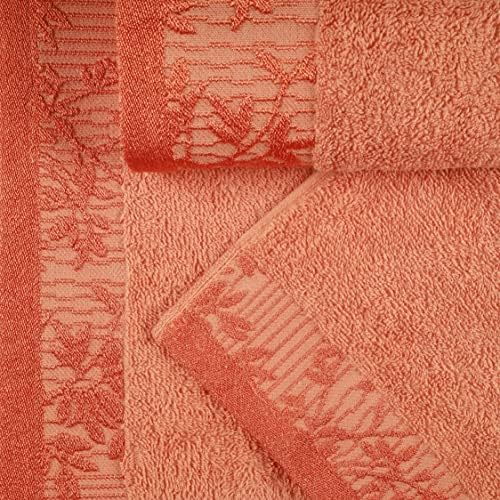 Superior 6 Piece Cotton Towel Set with Floral Border