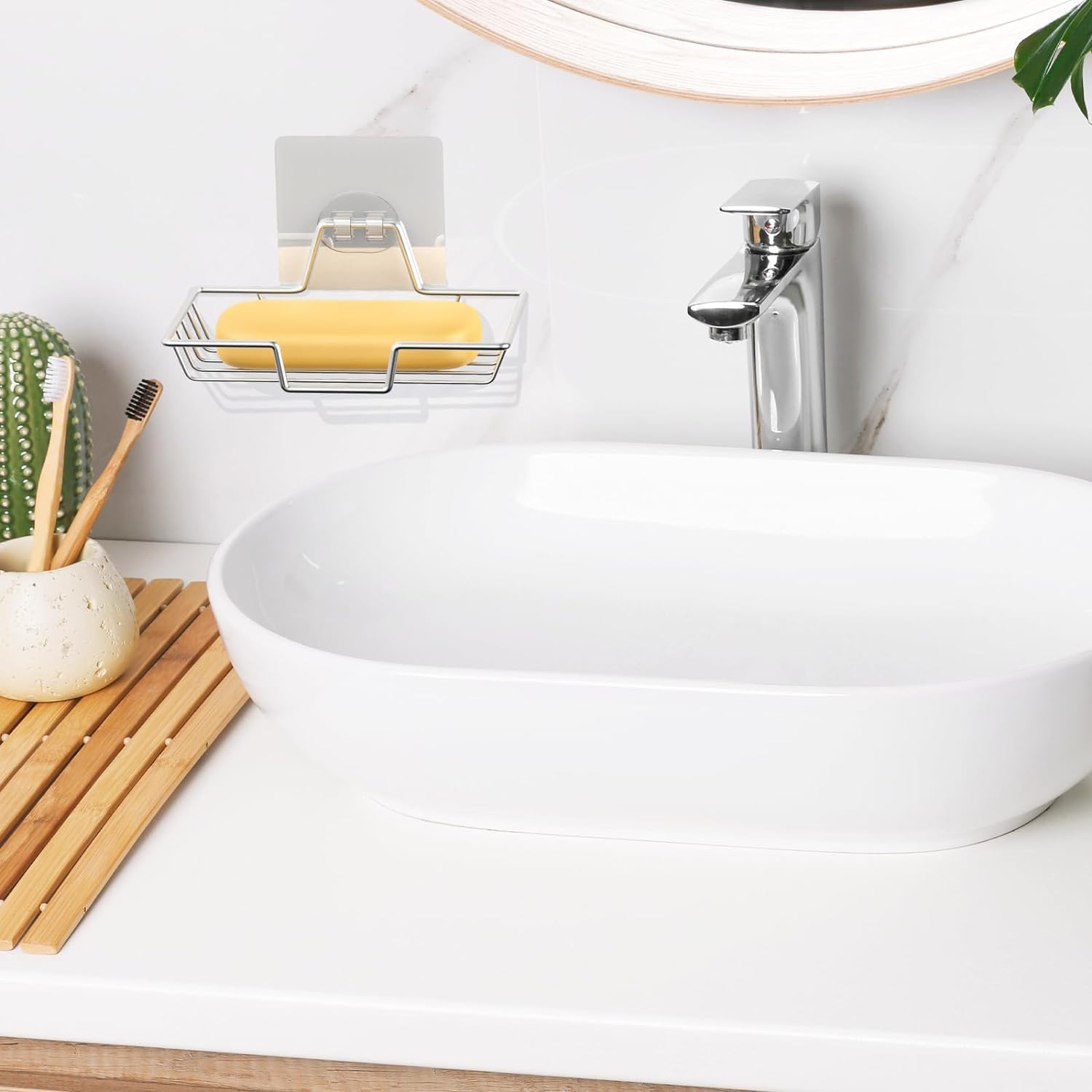 AKOAK 1 Pack Wall-Mounted Soap Dish Holder - Silver