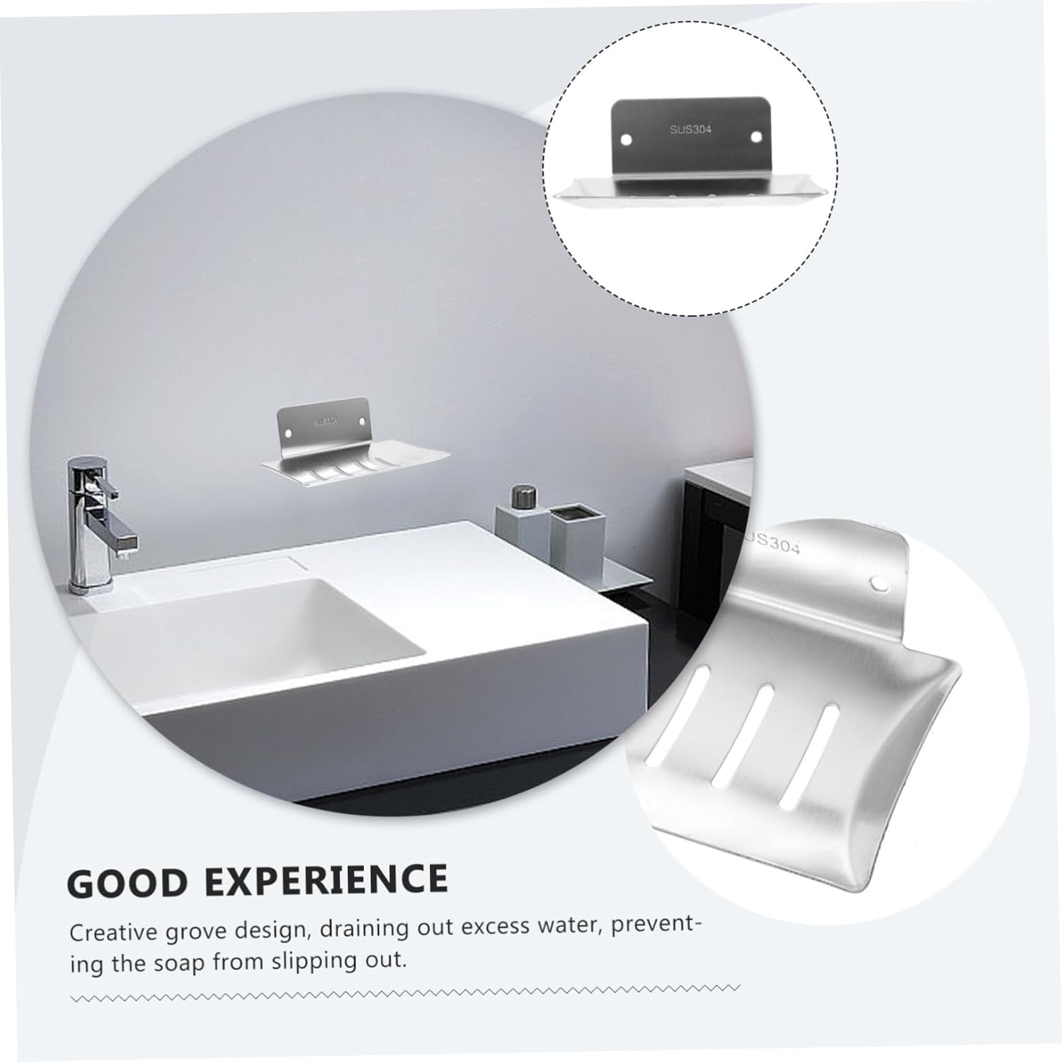 Luxshiny Creative Silver Soap Holder Wall Mount