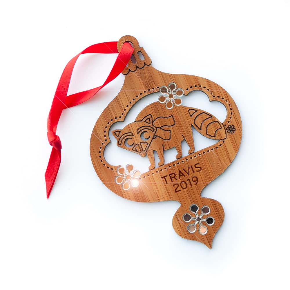 Graphic Spaces Raccoon Bamboo Christmas Ornament 2024