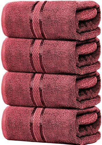 Dewall Maisons 4-Piece Dark Red Bath Towel Set