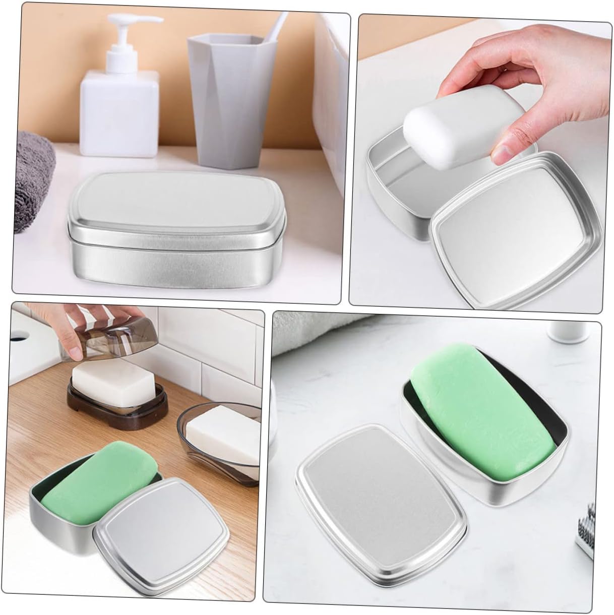 ERINGOGO 4pcs Aluminum Soap Boxes with Removable Lid 1