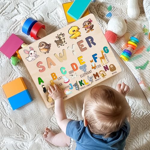 Personalized Wooden Name Puzzle for Baby Boy or Girl