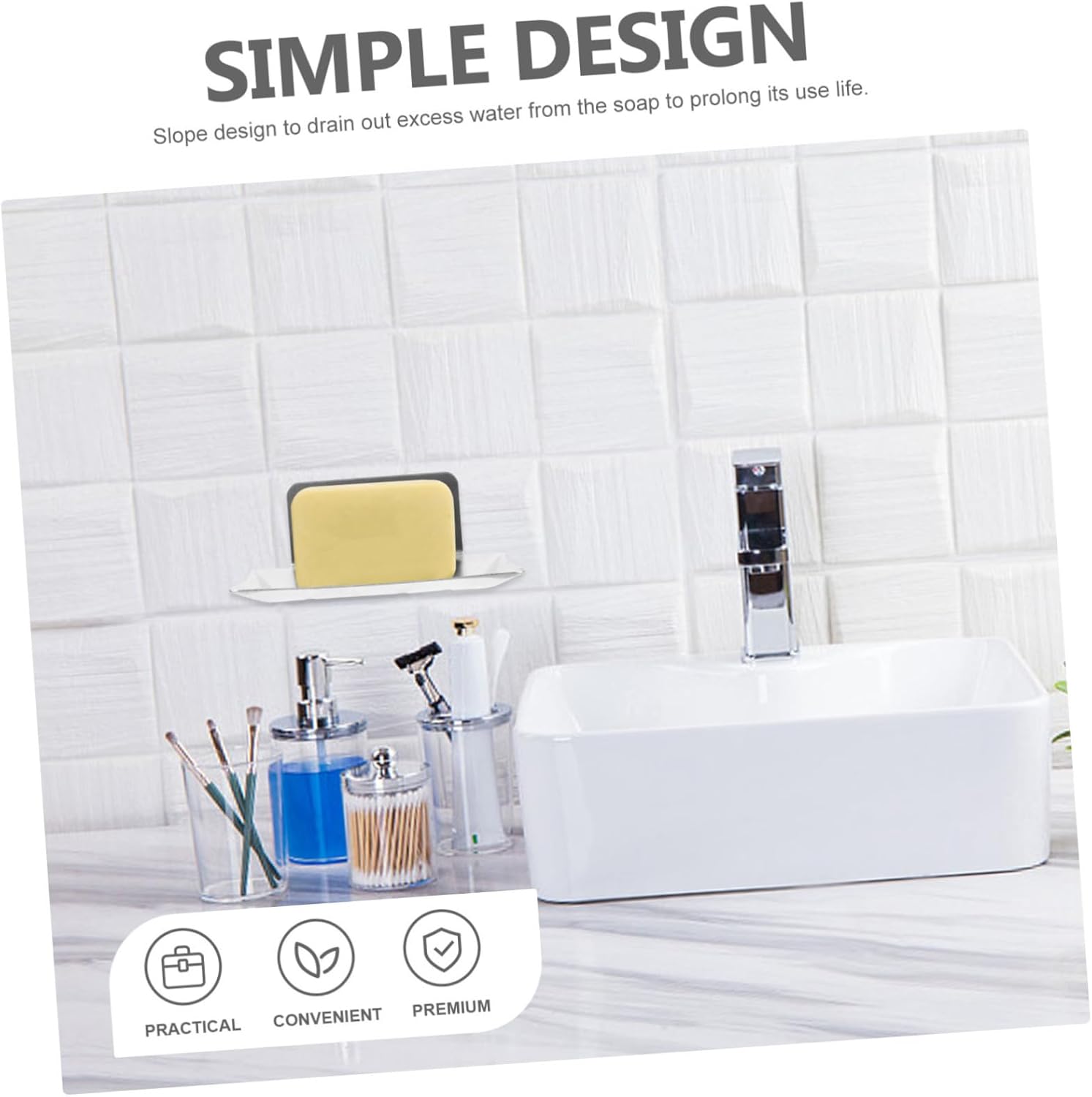 Stainless Steel Wall Mount Soap Dish for Bar Soap No Drilling Required
