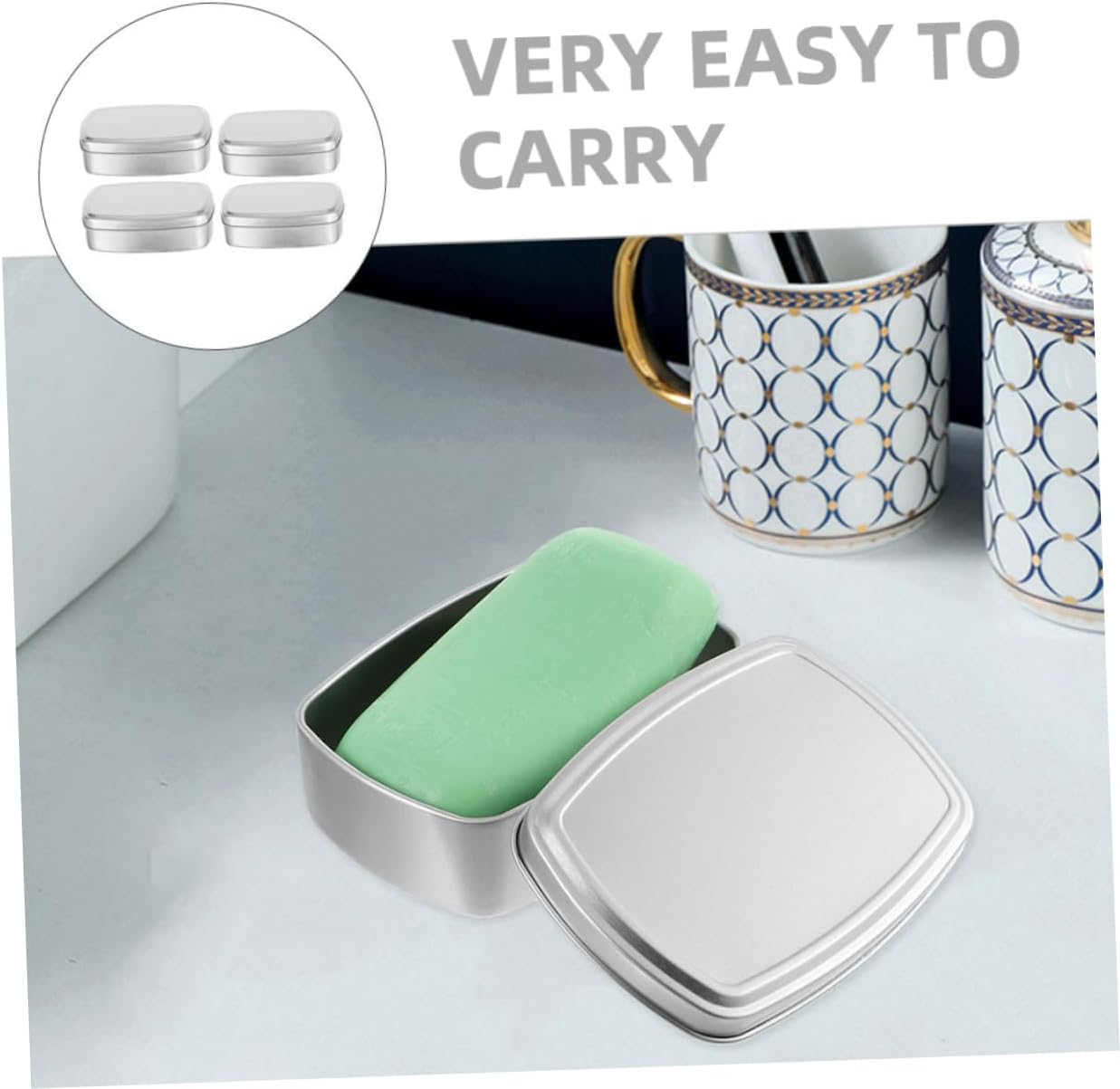 HOMSFOU 4Pcs Durable Aluminum Soap Holders