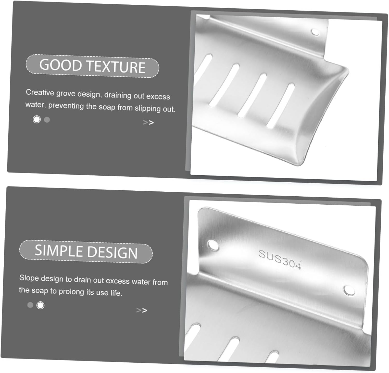 COOLHIYA Wall Mount Soap Dish No Drilling Needed Groove Design