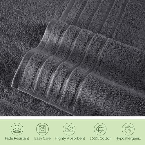 Elegant Comfort 6-Piece Viscose Stripe Towel Set - Gray