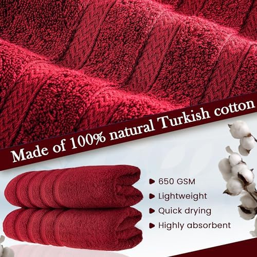 HALLEY Turkish 2 Pack Bath Towels - 650 GSM Red
