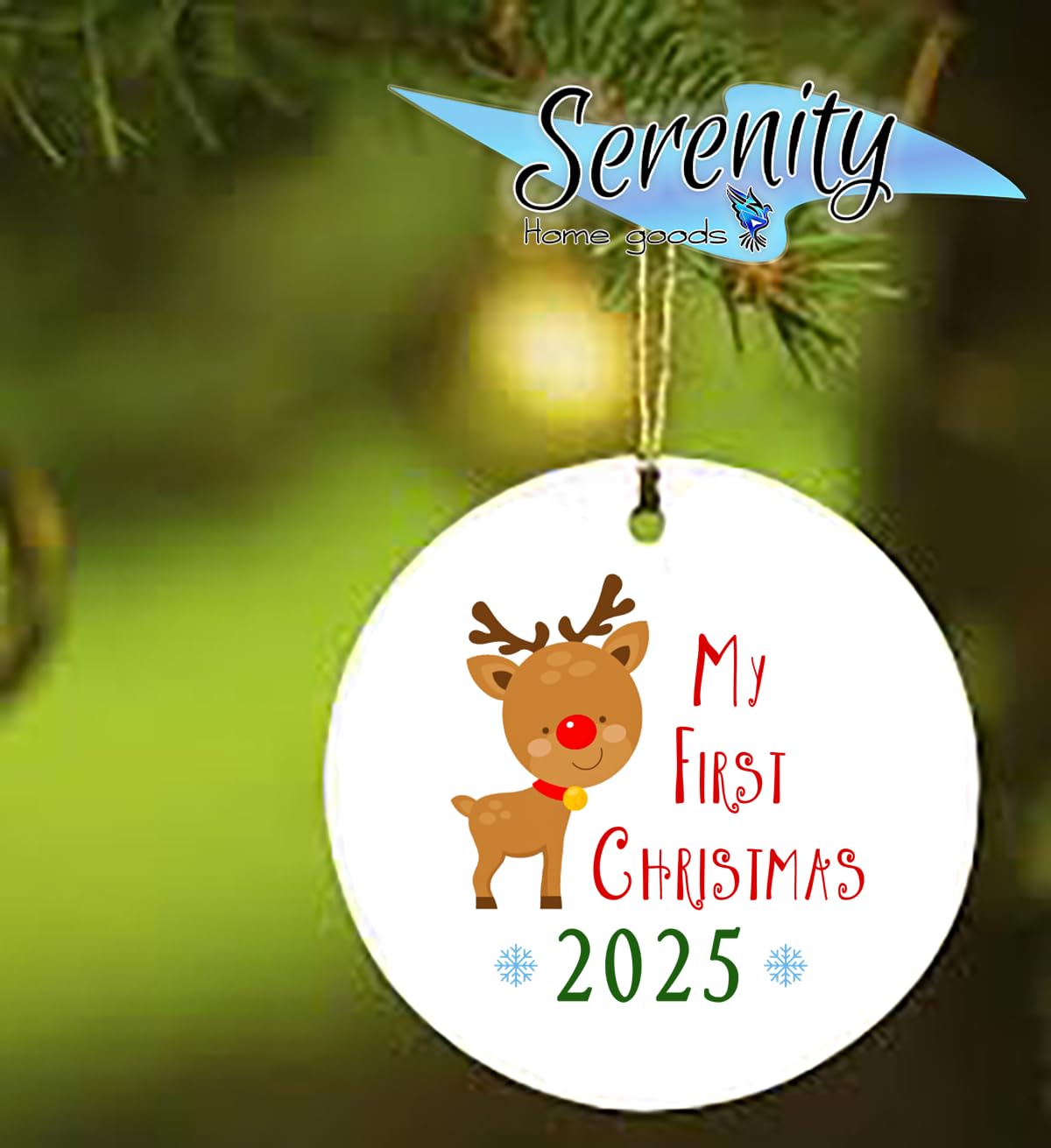 My First Christmas Ornament 2025 3 Ceramic Reindeer Keepsake