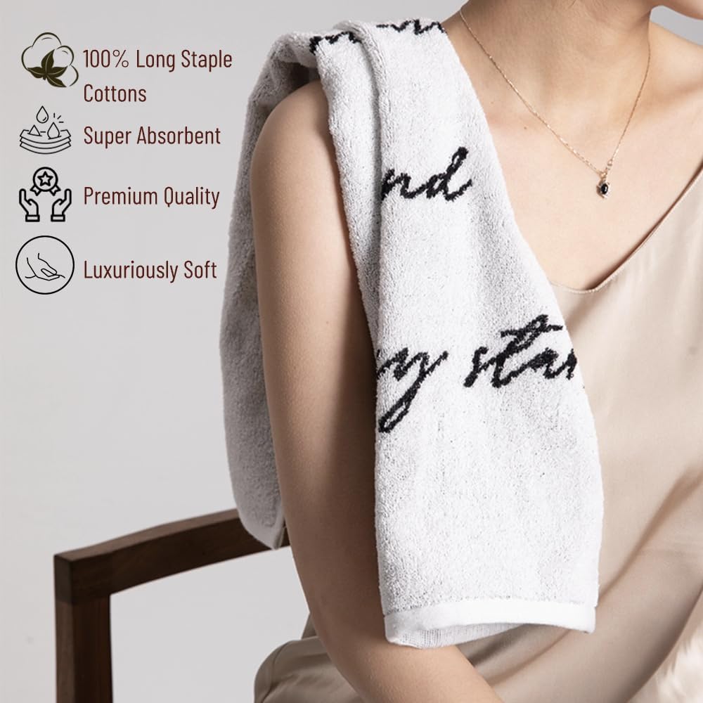 LilRoot Black Letters Bath Towel Set 2 Pack