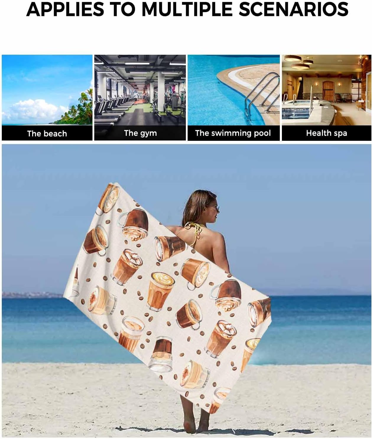 Chees D Zone Retro Coffee Bean Bath Towel Set