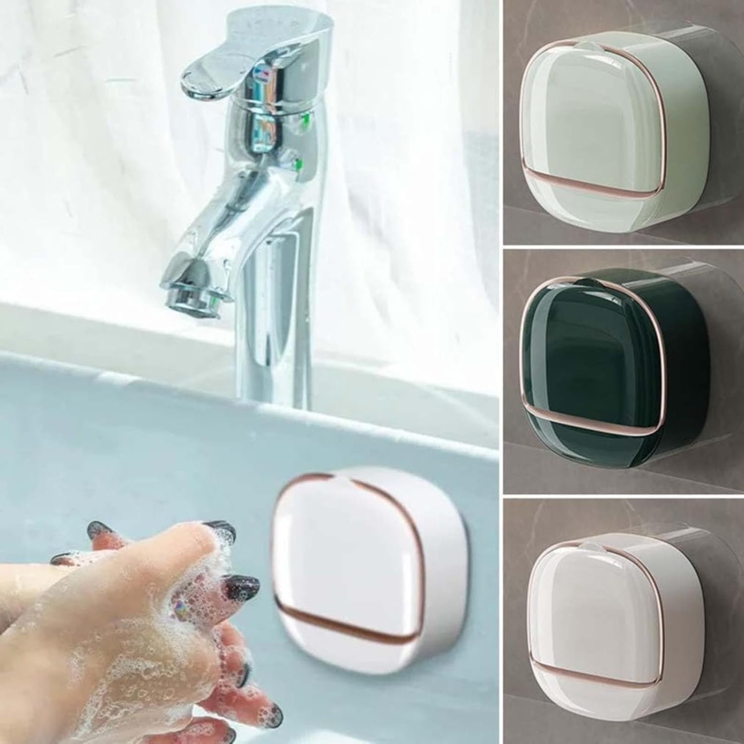 BILIKEYU Wall Mount Soap Dish Holder - Silver No Drilling Multi-Purpose