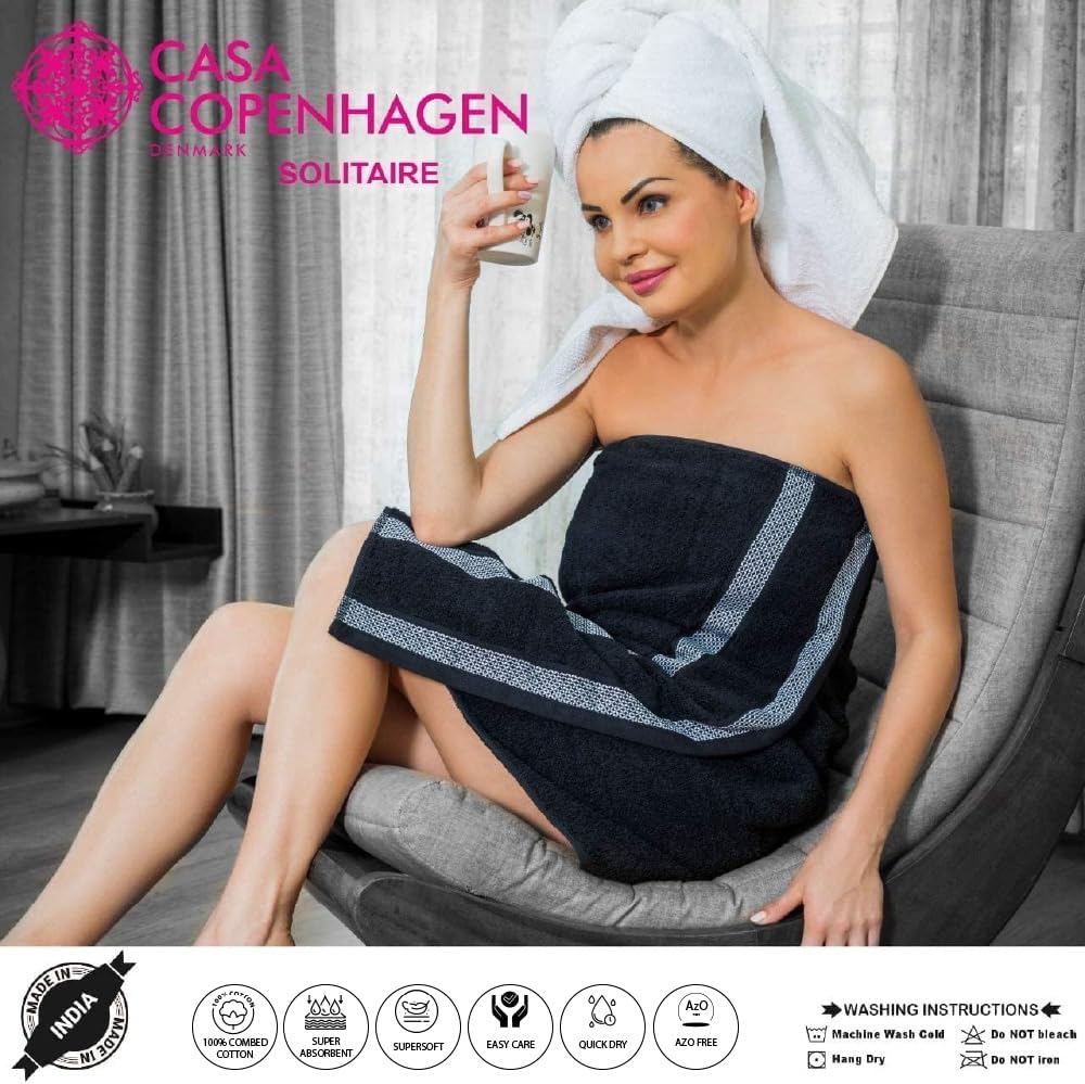 CASA COPENHAGEN Solitaire 6 Piece Towel Set - White