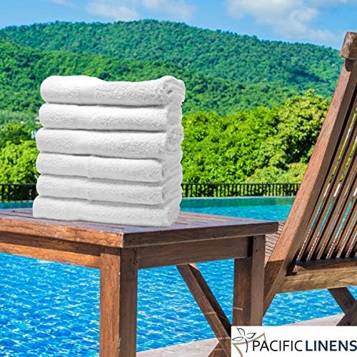 Pacific Linens Lightweight Thin Bath Towel Set - 6 White