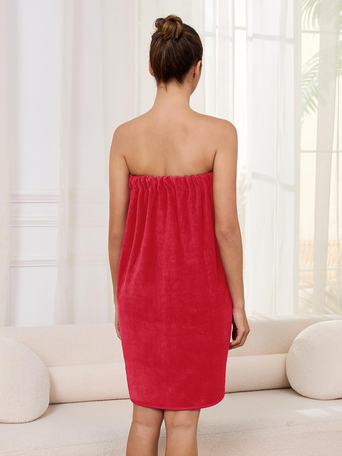 AMVELOP Womens Knee Length Wrap Towel with Adjustable Closure
