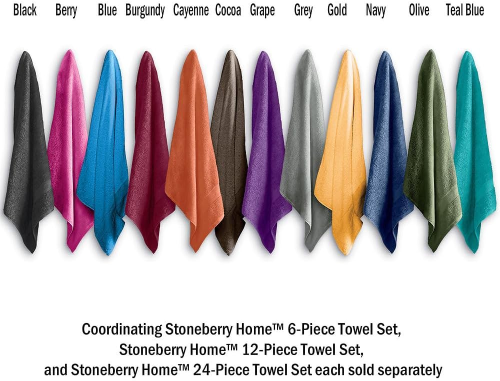 Stoneberry Home 6-Piece Towel Set with Bath Hand and Washcloths