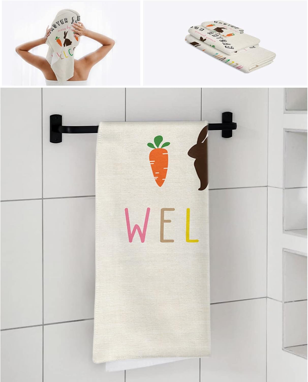 Chees D Zone Easter Bunny Carrot Bath Towel Set