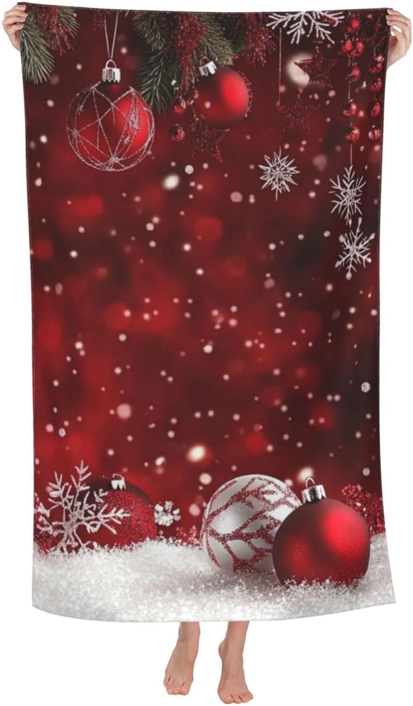 DADABULIU Christmas Red Bath Towel - Premium Microfiber