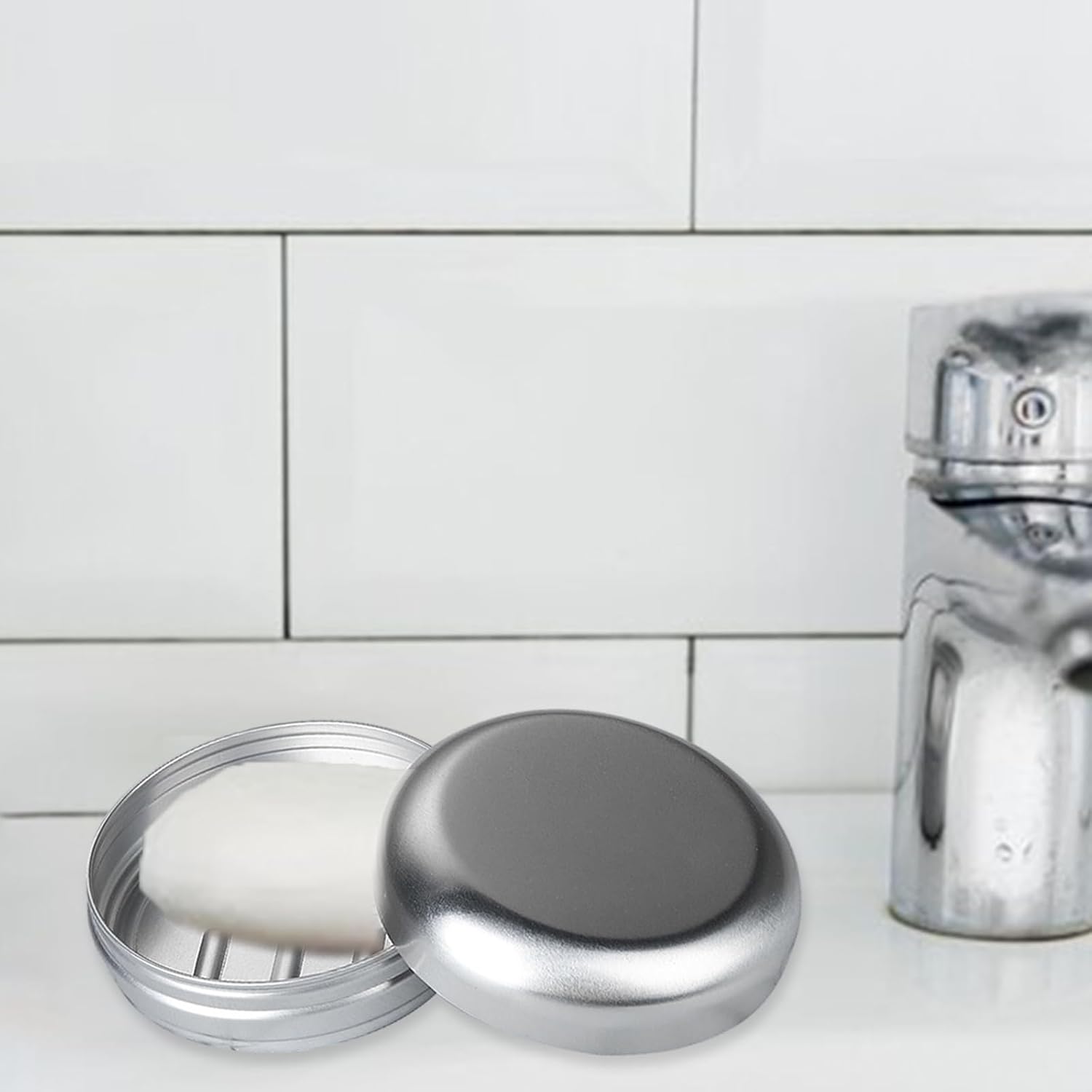 2 Pieces Aluminum Soap Dish with Drip Tray for Home Travel Camping