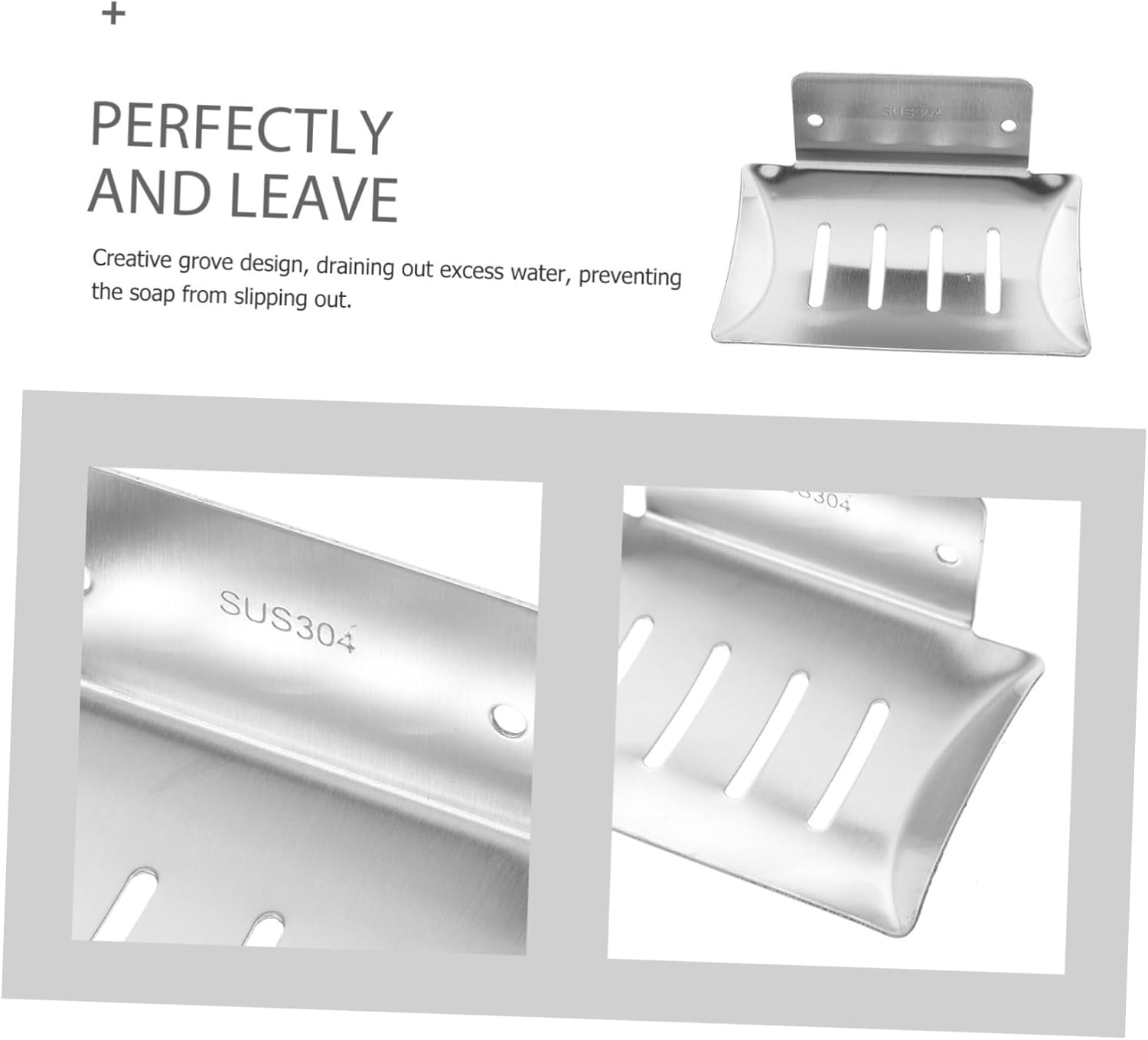 Stainless Steel Wall Mount Soap Dish for Bar Soap No Drilling Required