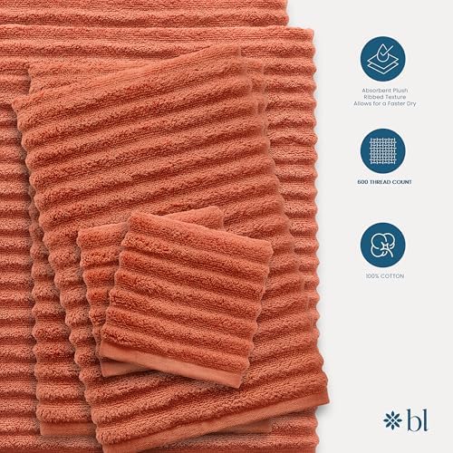 Blue Loom Ribbed Bath Towel Set of 2