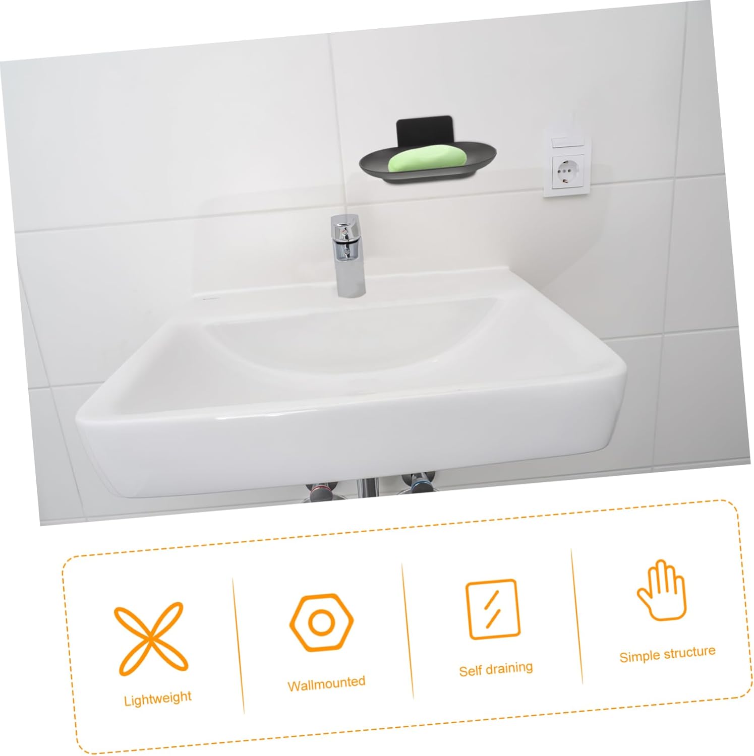 Modern Wall-Mounted Soap Dish Aluminum Self Draining for Home Hotel